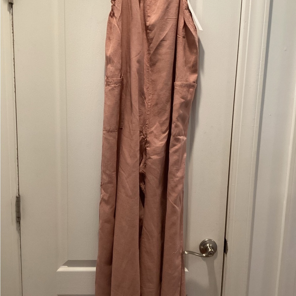 CRISTINA VERGANI Dusty Rose Wide-Leg Jumpsuit